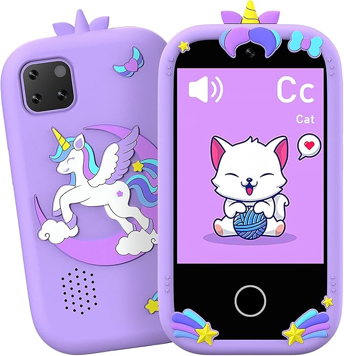 BEBESIRI Kids Camera Mini Smartphone Toy for Girls, 2.8" Touch Screen, 22 Learning Games, Dual Camera, Music Player, 32GB Card | Educational Gift for Christmas & Birthday (Lavender)