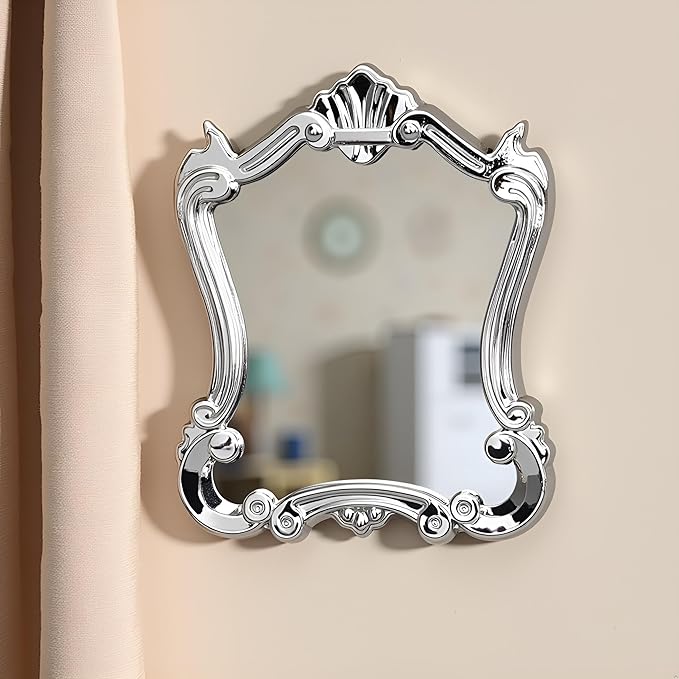 Silver 1/12 Miniature Wall Mirror Dollhouses Decoration Accessories, Dollhouses Mirror，Dollhouse DIY Accessories，Dollhouse Decor