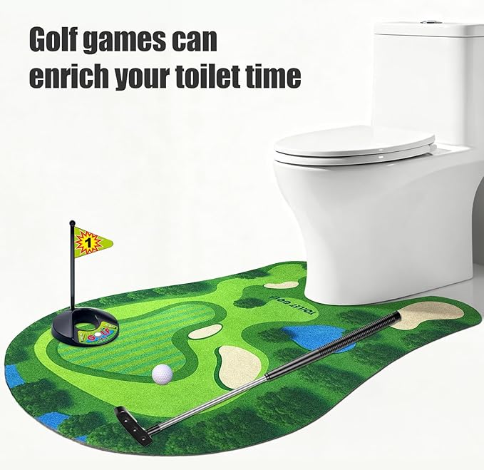PITCOTT Toilet Golf Game, Mini Golf That Can Be Played in The Bathroom - Wonderful Toilet Time, Gag Gifts,Funny White Elephant Gift, Prank Gift for Dad Husband, Boyfriend, Men