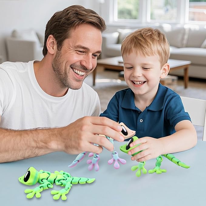 4Pcs 3D Printed Articulated Lizard, Flexible Dynamic Animals Toys, Full Articulated Toy with Magnets, Adults Fidget Toys for Autism ADHD, Home Office Decor, Festival Gifts