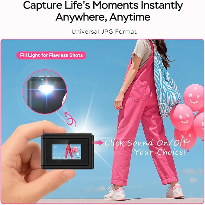 Dienspeak Mini Camera 1080P HD Video Recorder - Keychain Digital Camcorder with 64GB Card, 0.96" HD Display, Long Battery Life, Ultra-Portable Tiny Camera for Travel/Vlog/Night Shots, Black