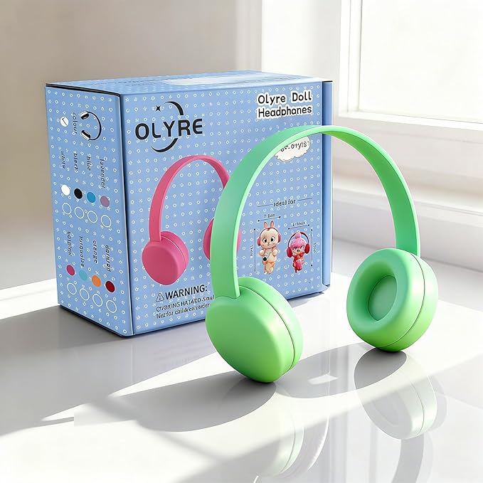 Olyre Doll Headphones for Dolls, Fits 17cm(6.69") Height Trendy Dolls or 1/6 BJDs, Miniature Headset Costume/Clothing Accessory (Doll Not Included) (Green)