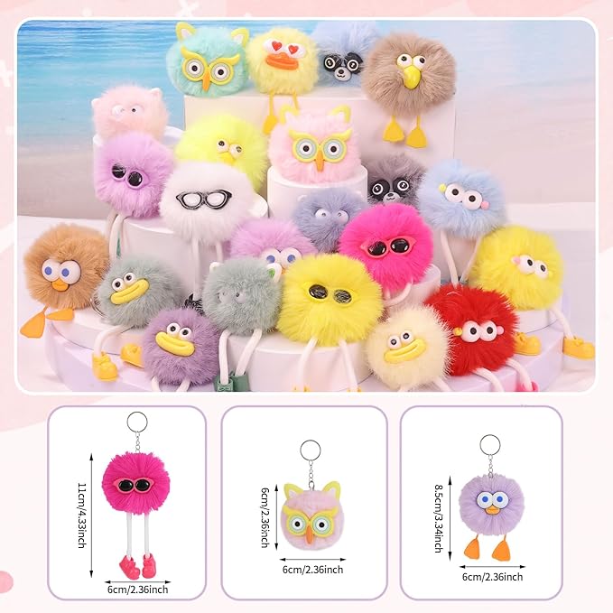 24 PCs Party Favors Keychains - Keychain Valentines for Kids Valentines Day Gifts for Kids Classroom Goodie Bags Pinata Toys Classroom Prizes Elementary Carnival Prizes in Bulk