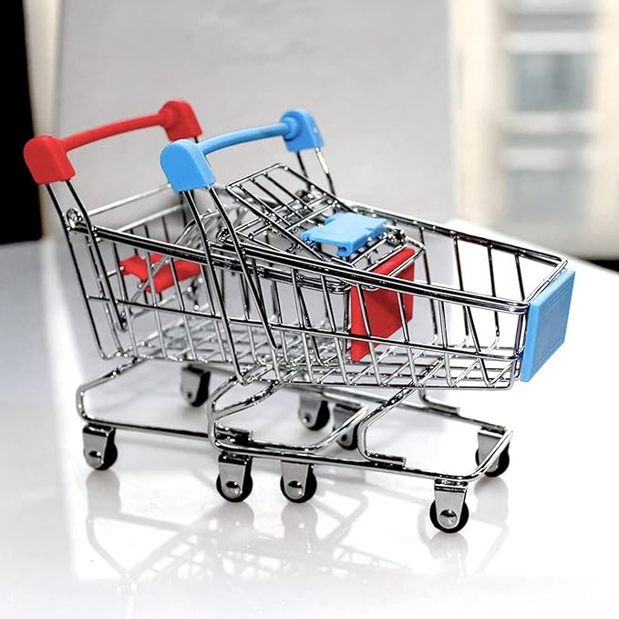 Mini Shopping Cart，Supermarket Handcart Mini Shopping Cart Mini Supermarket Storage Toy Decorative Ornaments for Storage Toys (Toy Shopping cart Blue)