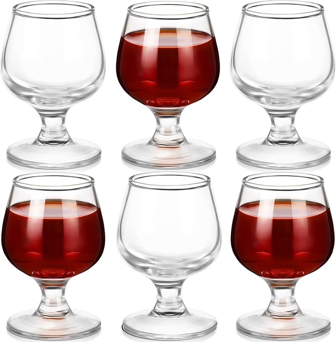 CHENGU 6 Pieces 2 Oz Mini Shot Glass Set for Whiskey, Brandy, Tequila Clear Tasting Glasses, Snifters, Cordial and Sherry Glasses
