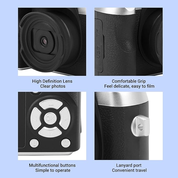 Zunate Mini Keychain Camera, 48MP HD Mini Retro Digital Camera, Portable Small Cameras Vintage Compact Micro Cameras, 1.54 inch HD Screen for Travel Study Recording (Black)