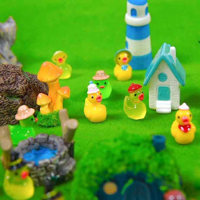 45 Pcs Multicolor Mini Resin Ducks, Little Ducks Figurines, Tiny Ducks to Hide, Small Miniature Ducks Figures Bulk for Fairy Garden, Dollhouse Decoration Micro Landscape Ornament