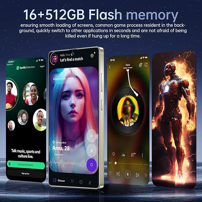 BDWJW I25 Ultra Smartphone 16GB+512GB Android 14 Smartphone, 6.99" FHD+ Display, 7000mAh Battery, 108MP+68MP Dual Camera, Built-in Pen Stylus, Fast Performance Large Memory (Wine Red)