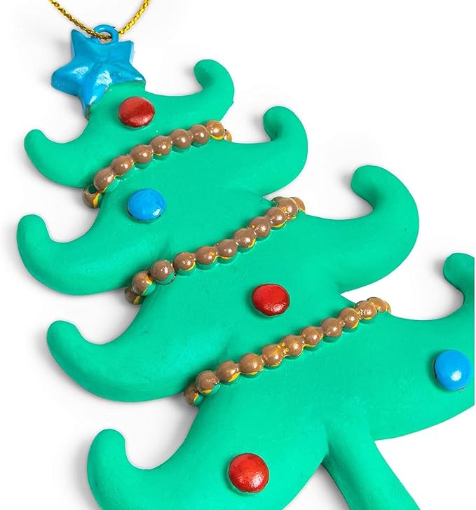 Bright Creations Ceramic Christmas Ornaments to Paint DIY Kit - 6 Unpainted Bisque Pieces (Tree, Santa & Stocking) - 12 Acrylic Paint Pods, 2 Brushes & Strings - Kids Ceramic Christmas Ornament Crafts