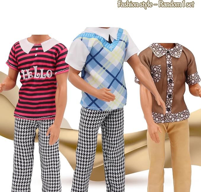 EuTengHao Doll Clothes for 12 Inch Boy Dolls with Jeans Leather Jackets Shorts Suits Sweatshirts T-Shirts Fashion Clothes for 12'' Boy Doll (6 Sets, Random Style)