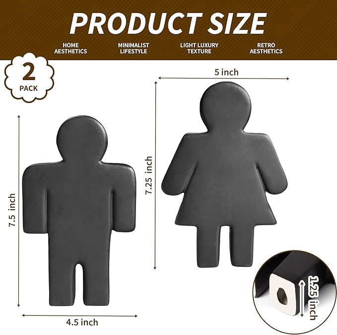 Defined Deco Ceramics Figures Decorative Objects, Funny Bathroom Decor for Shelves, Cute Modern Black Bookshelf Decor