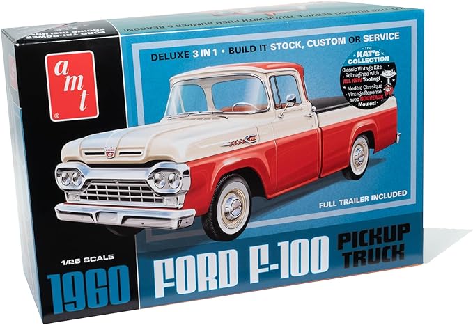 AMT - 1960 Ford F-100 Pickup w/Trailer New Tooling (AMT1407)
