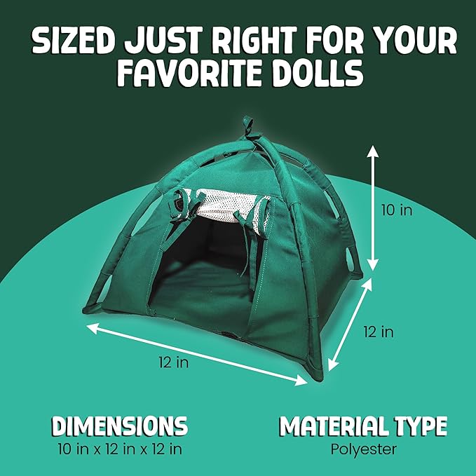 Doll Tent – Miniature Doll Play House & Kids Tent Indoor & Outdoor for Pretend Play Adventure | Dollhouse Camping Accessories & Mini Tents | Toddlers & Little Girl