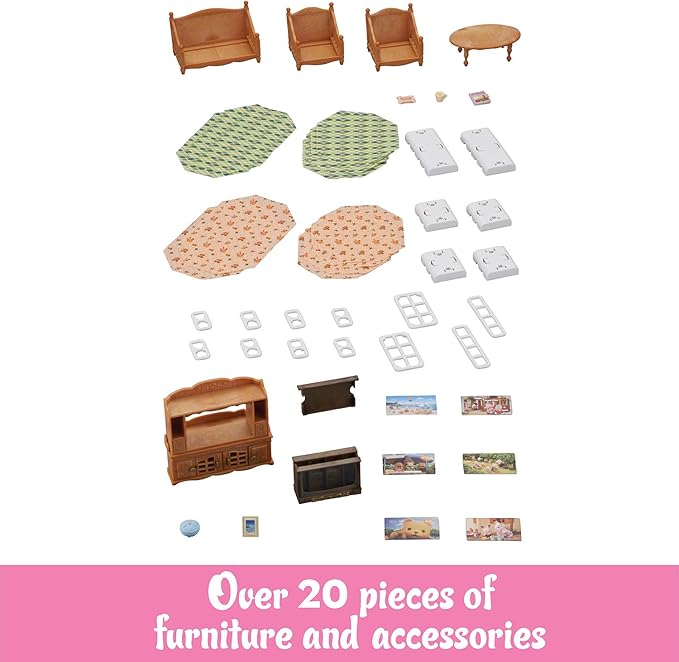 Calico Critters Comfy Living Room Set - Toy Dollhouse Furniture & Accessories Set for Ages 3+