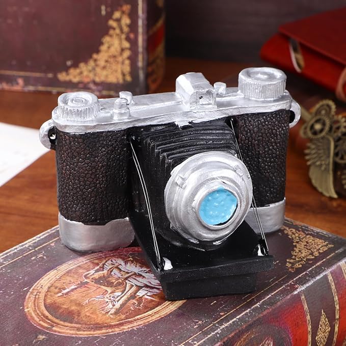 IMIKEYA Vintage Camera Ornament for Home Decor, Black Resin Decorative Prop, Antique Style Miniature Camera Craft for Photography Enthusiasts(5.11X3.74 Inch)
