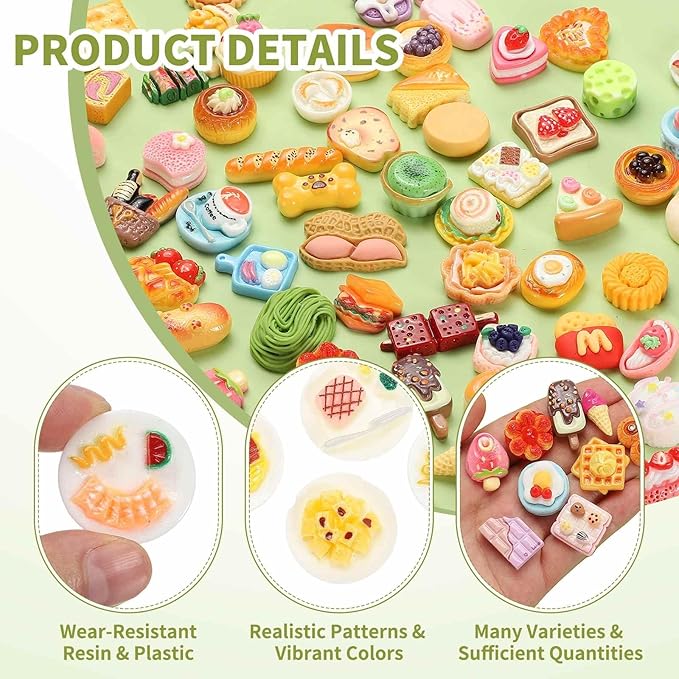Dollhouse Miniature Food, Cute Mixed Steak Western Plate Figures Toys Mini Resin Foods Trinkets for Pretend Play Kitchen Cooking Game & Doll House Decor (Mixing Colors, 20pcs)