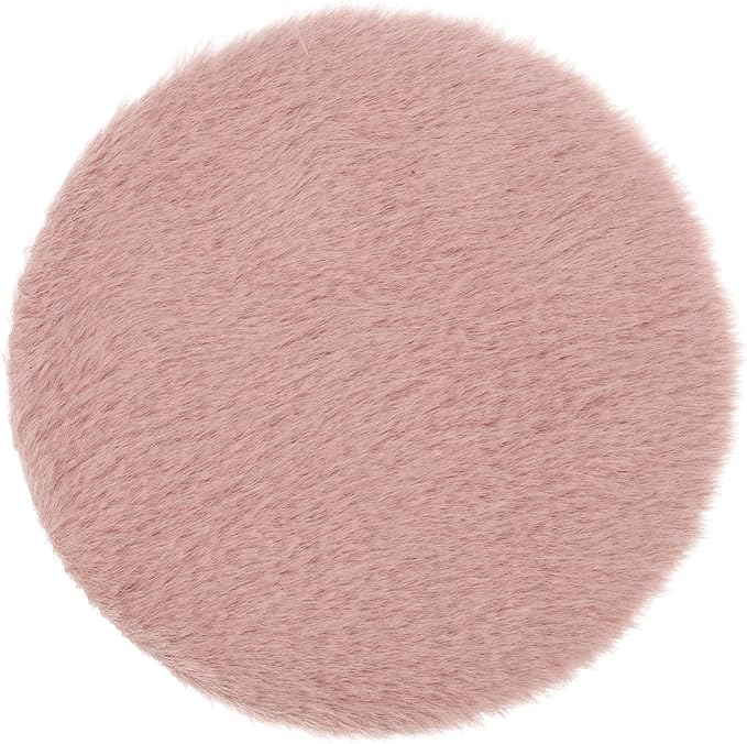 uxcell Dollhouse Miniature Carpet, 1:12 Fluffy Doll House Rugs Prop Small House Accessories for Doll House Furniture Decor Play, Pink Round