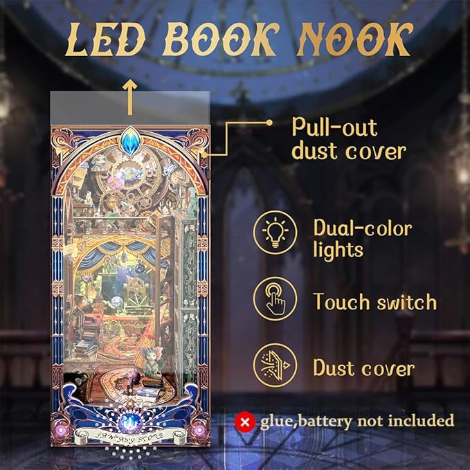 Book Nook Kit- DIY Miniature Booknook Kit Creative Decorative Bookend Bookshelf Insert 3D Puzzles for Adults Women Teens- Fantasy Store (SQ-25)