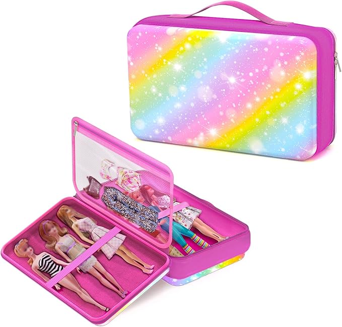 LININYHAO Carrying Case Compatible with Barbie Dolls 12-Inch,Case to Hold Dolls and Clothes, Much Pocket for Doll’s Clothes, Accessories, Fits 6 Dolls & Accessories,Bag Only (2-starlit sky)