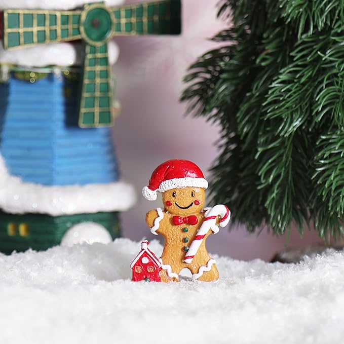 Christmas Village Accessories Ornaments Resin Christmas Village Sets Decoration for Xmas Festival Holiday (Gingerbread Man)
