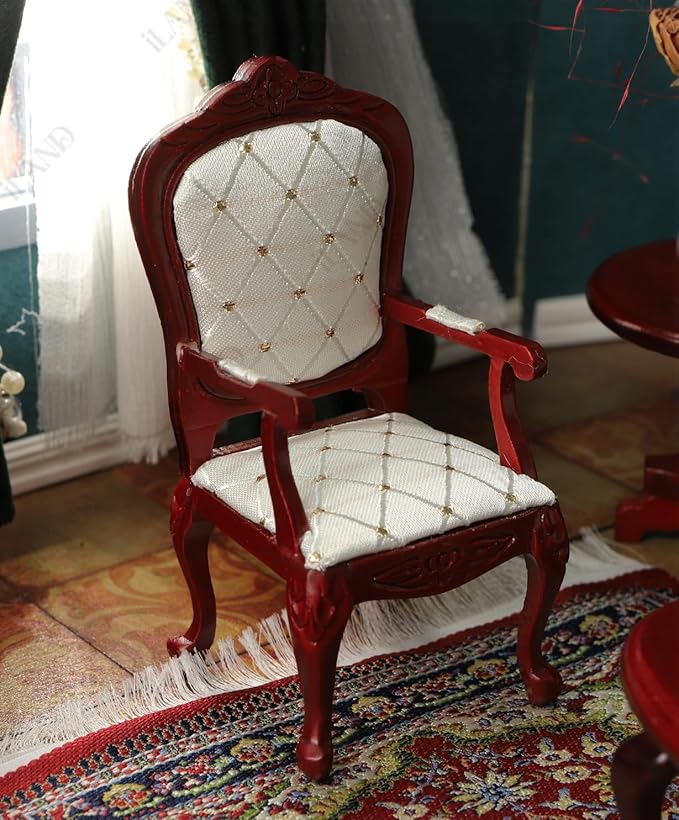 iLAND Victorian Dollhouse Furniture Set, Doll House Furniture and Accessories, Miniature Dollhouse Sofa with 1/12 Scale Accessories 8pcs, Mothers Gift, Wife Gift, Bookshelf Décor