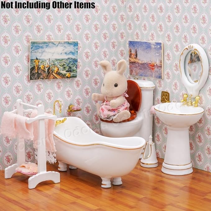 Odoria 1/12 Miniature Bathtub Bathroom Set Dollhouse Decoration Accessories