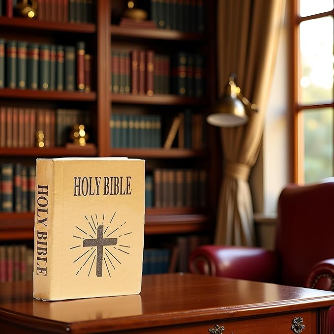 1/12 Scale Mini Bible Book Replica - Realistic Dollhouse Library Accessories for Bookshelf and Bedroom Scenes | Collectible Miniature Books for Dollhouse Furniture and Decor