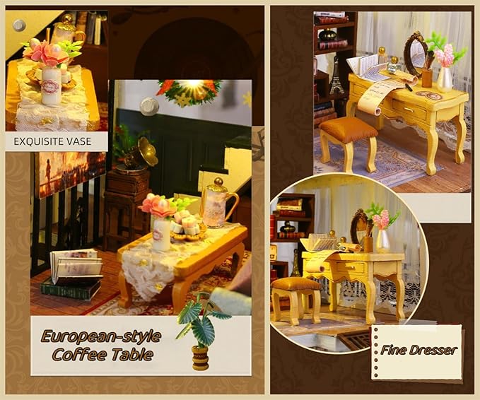 Flever Dollhouse Miniature DIY House Kit Creative Room with Furniture for Romantic Valentine's Gift (It is Romantic)