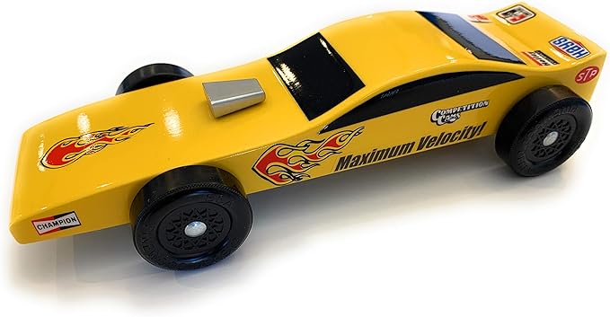 Maximum Velocity! Pinewood Car Kit | Includes Official Scout Speed Wheels, Speed Axles, Graphite & Steel Weight | Funny Car Derby Kit