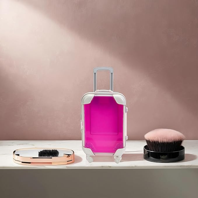 Kiyza False Eyelash Storage Box, Portable Travel Organizer Mini Luggage False Eyelash Tray Makeup Tool (ROSE RED)