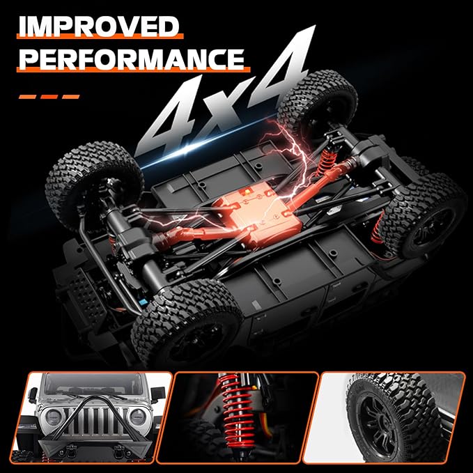 ARRIS 1/12 RC Crawler, MN-128 RC Rock Crawler 4x4 4WD RC Jeep Truck, 2.4GHz Remote Control Off Road Car with LED Lights for Adults, Hobby Grade RTF Toy Vehicle Gifts