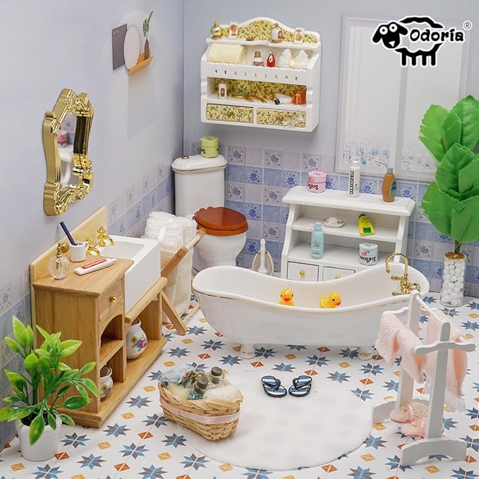 Odoria Dollhouse Wall Cabinet Miniature: 1/12 Scale Storage Upper Cupboard for Modern Kitchen Pantry - Mini Display Shelf Bathroom Wood Furniture Bookcase White