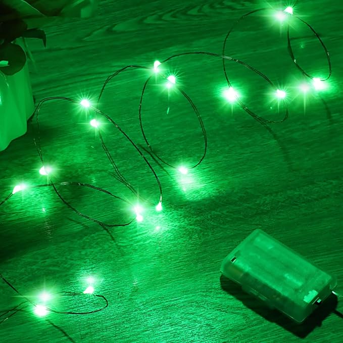 Ariceleo Mini St. Patrick's Day Fairy Lights Battery Operate, 4 Pack Copper Wire 3*AAA Battery Powered Led Starry Fairy String Lights for Bedroom, Christmas, Party, Wedding, Decoration(5m/16ft Green)