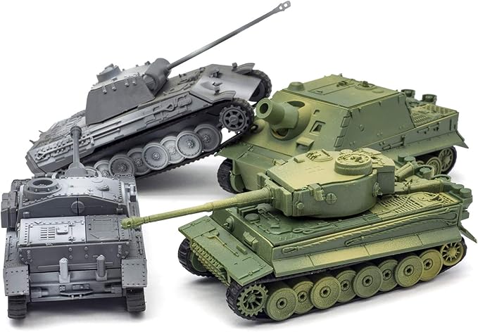 Kvvdi 4 Sets Upgrade 3D Puzzles Plastic Model Toy Tank Kit for Adults, Military Tiger Tank, Premium Scale Model Tanks Kits Collection
