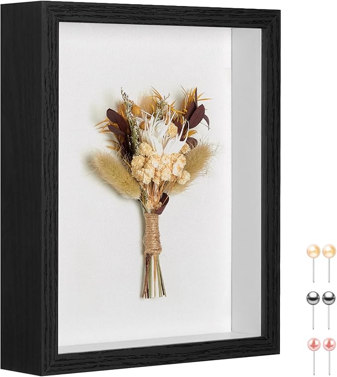 11x14 Shadow Box Picture Frame Display Case with Soft Linen Back-Thickened Panels,Large Black Deep Shadow Box Frame 11x14 for Graduation Flower Medal Pet Photo Craft Memorial Gift
