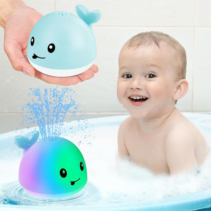 Gigilli Baby Bath Toys, Bath Toys for Kids Ages 1-3, 1 2 3 Year Boy Girl Valentines Gifts for Babies 6-12-18 Months, Light Up Whale Bath Toy Sprinkler Toddler Birthday Bathtub Fountain Pool Water Toy