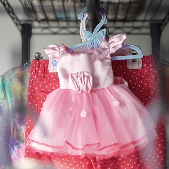 Doll Full-Outfit Clothes Hangers for 18" Dolls - 12pk - Compatible w American Girl- Unique Design Holds Your Top & Bottom at Once Including Dresses, Pants, Shirts, Skirts- Purple