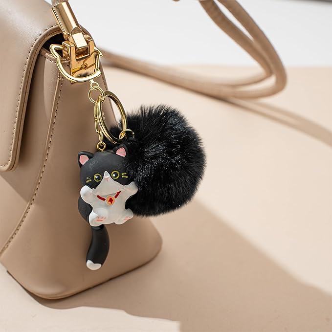 Jekvill Cat Keychain bag charms for handbags Cute Keychains for Women Kawaii Cat Backpacks Accessories cat plush keychain
