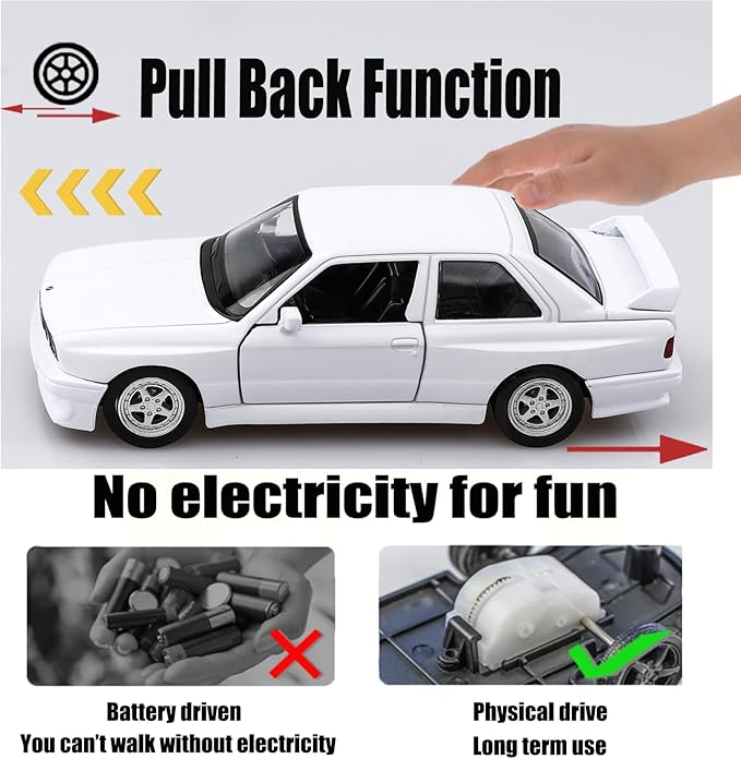 1/36 Scale 1987 BMW M3 Diecast Model Cars,Pull Back Vehicles BMW E30 Toy Cars,Cars Gifts for Boys Girls