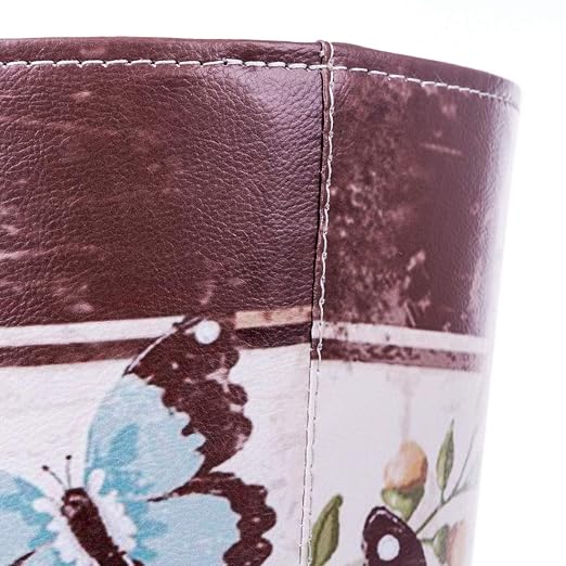 Lingxuinfo Scakbyer Trash Can, European Style Waste Paper Bin Wastebasket Garbage Can Uncovered Waste Bin for Kitchen Bathroom Bedroom - Butterfly Pattern