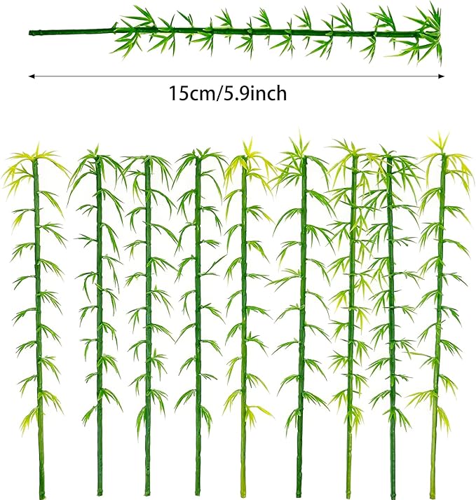 Woohome Model Miniature Bamboo Trees, Green Plastic Bamboo Trees for Building Model, Home Miniature Landscape Landform Diorama Project, 50 PCS, 5.9’’