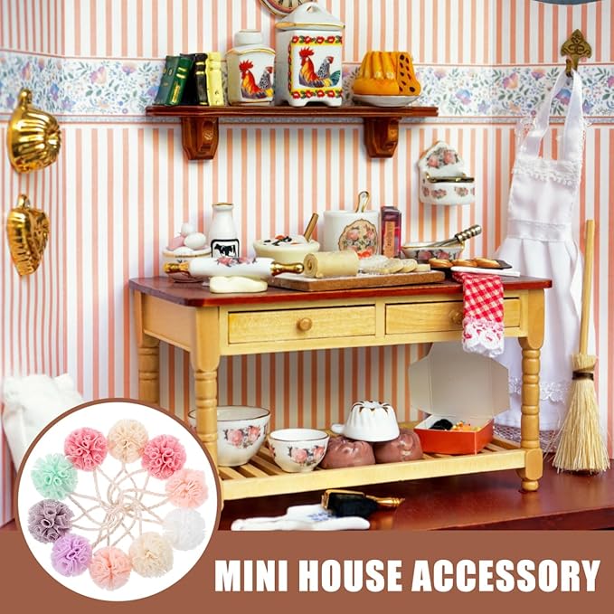 Garneck 10pcs Miniature Bathroom Bath Balls for Doll House Accessories Adorable Bath Sponge Decor for Micro Landscape Dollhouse Play and Miniature Model Settings