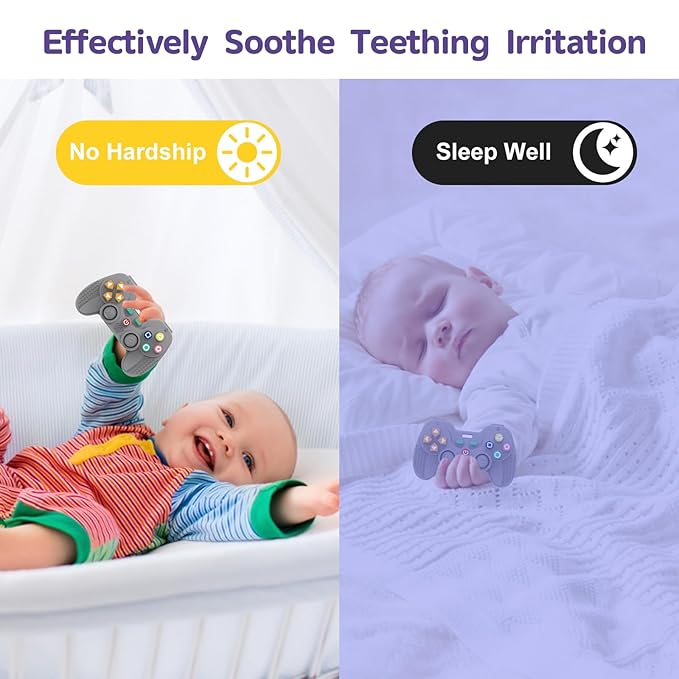 Hooku Silicone Teething Toys for Babies 0-6 Months, Teethers for Babies 6-12 Months, Remote Teether for Baby, Sensory Toys for Babies, Baby Chew Toys