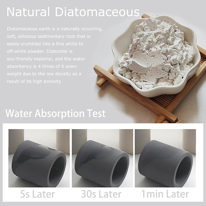 DiatZeno Mini Toothbrush Holders for Bathrooms - Diatomite Quick-Dry Organizer, Compact Portable Toothbrush Holder for Countertop, Shower & Travel Storage