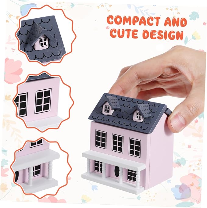 Beaupretty Scale Pink Dollhouse Accessory Wooden Scene Layout Adornment for Tabletop Decoration Cute Micro Landscape Decor Gift