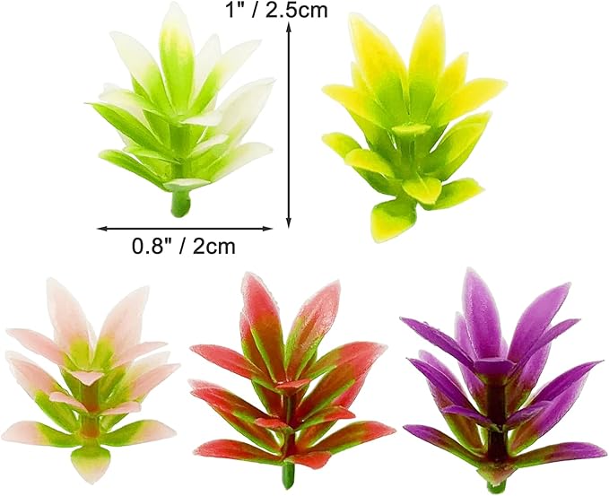 PrettyLife 50Pcs Miniature Plants Artificial Green Shrubs Model for 1:12 Mini Dollhouse Fairy Garden Railway Simulated Static Scenery Micro Landscape Decoration