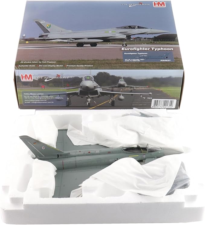 Hobby Master | 1:72 Scale Diecast Military Aircraft Replica | Eurofighter Typhoon 30+78, Luftwaffe, 2021 (with 4 x GBU-48) | Model HA6627