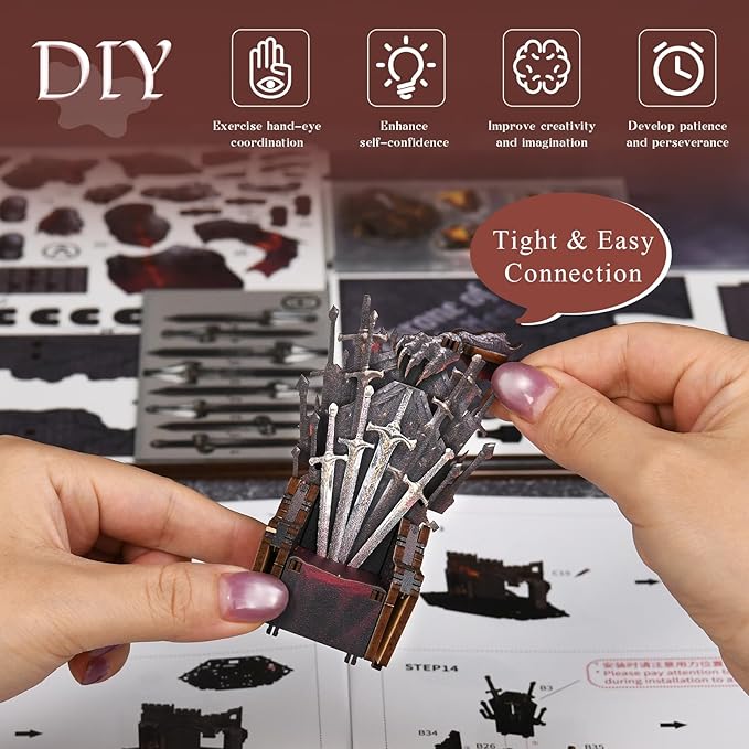 Book Nook Kit - DIY Miniature House Dollhouse Kit for Beginners, Adults and Teens, Booknook Tiny House Bookshelf Decor, Gifts for Family, Friends (Throne of Blades)