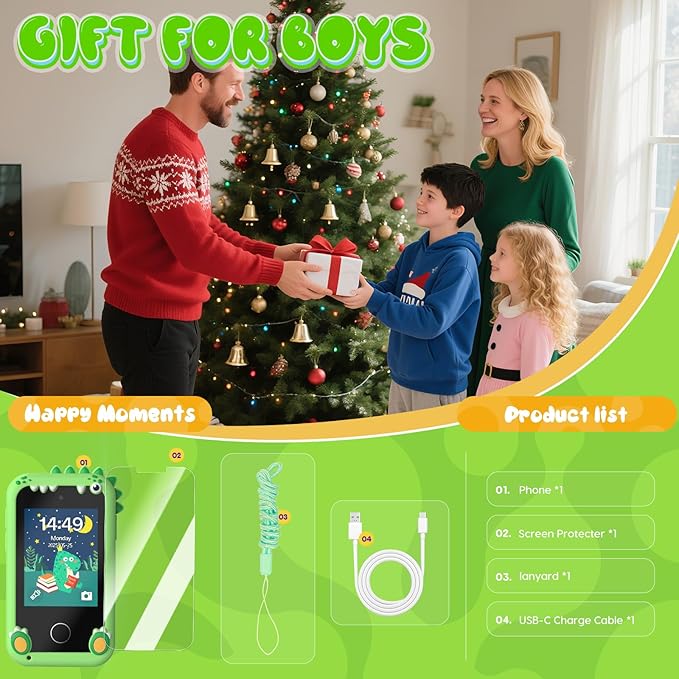Kids Smart Phone Toys for Girls,Christmas Birthday Gifts for Girls Age 3-10 Kids Cell Phone Toys with 2.8" Touchscreen 20 Learning Games Dual Camera Music Player, 8G SD Card