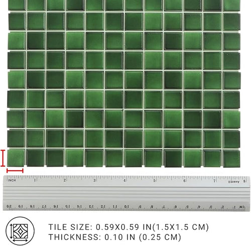 150 pcs, Dollhouse Flooring, 1:12 Scale Doll House Tiles, Miniature Checkerboard Floor, REDUCIO! (Emerald Gloss)